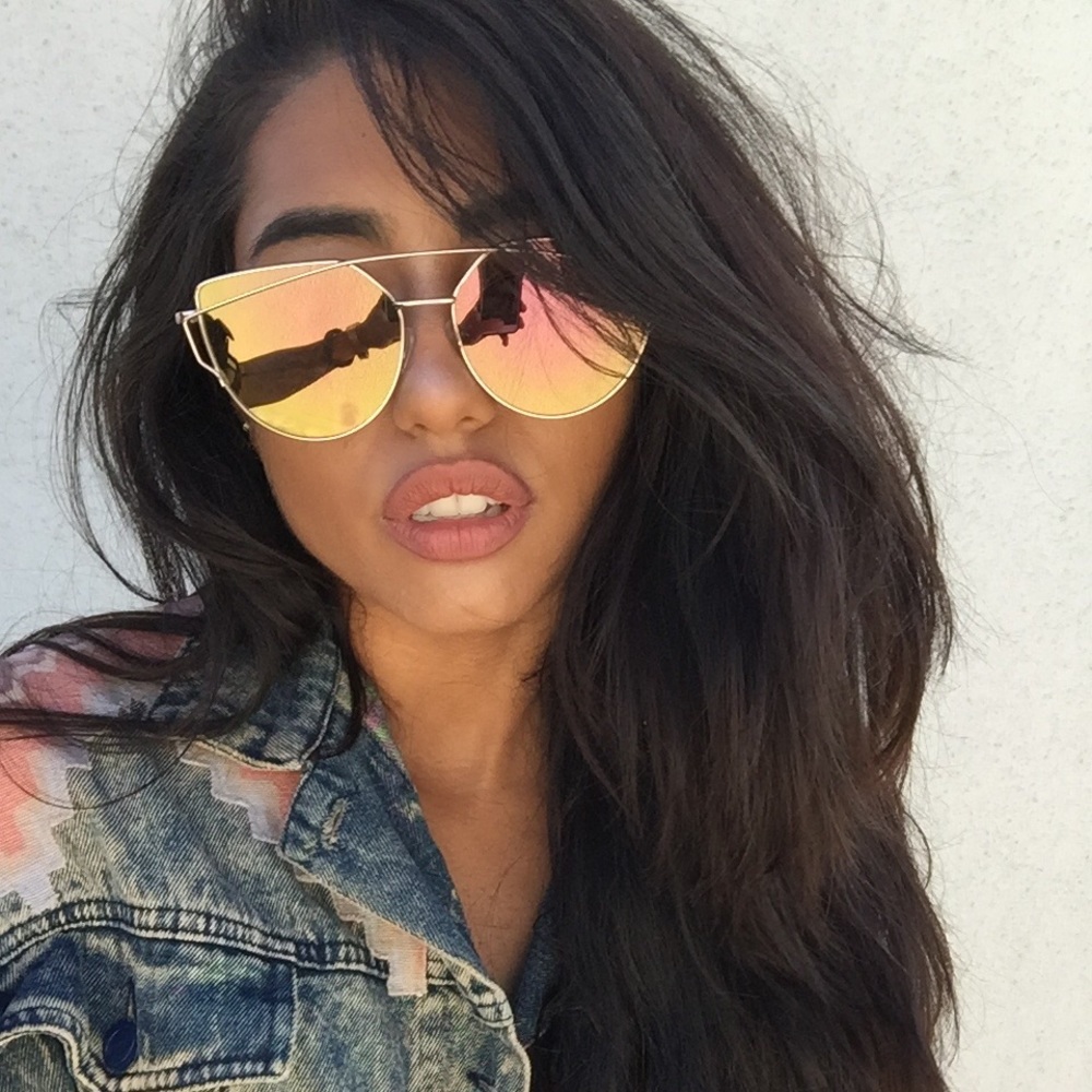 Pink Cat Eye Mirrored Street Fashion Sunglasses - Picture 7 of 8